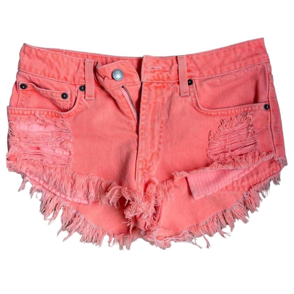 LF THE BRAND CARMAR Coral Ripped Jean Shorts